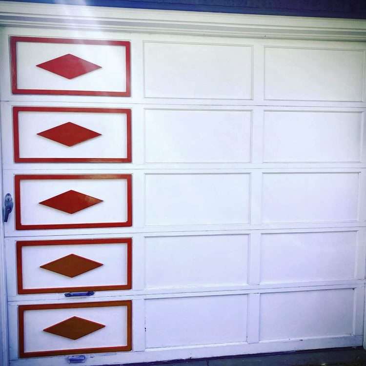 The Stephen garage door kit dressed up a standard garage door.