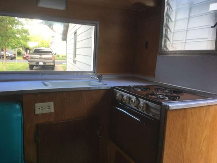 Vintage trailer restoration. Countertops in white SparkleLam™.